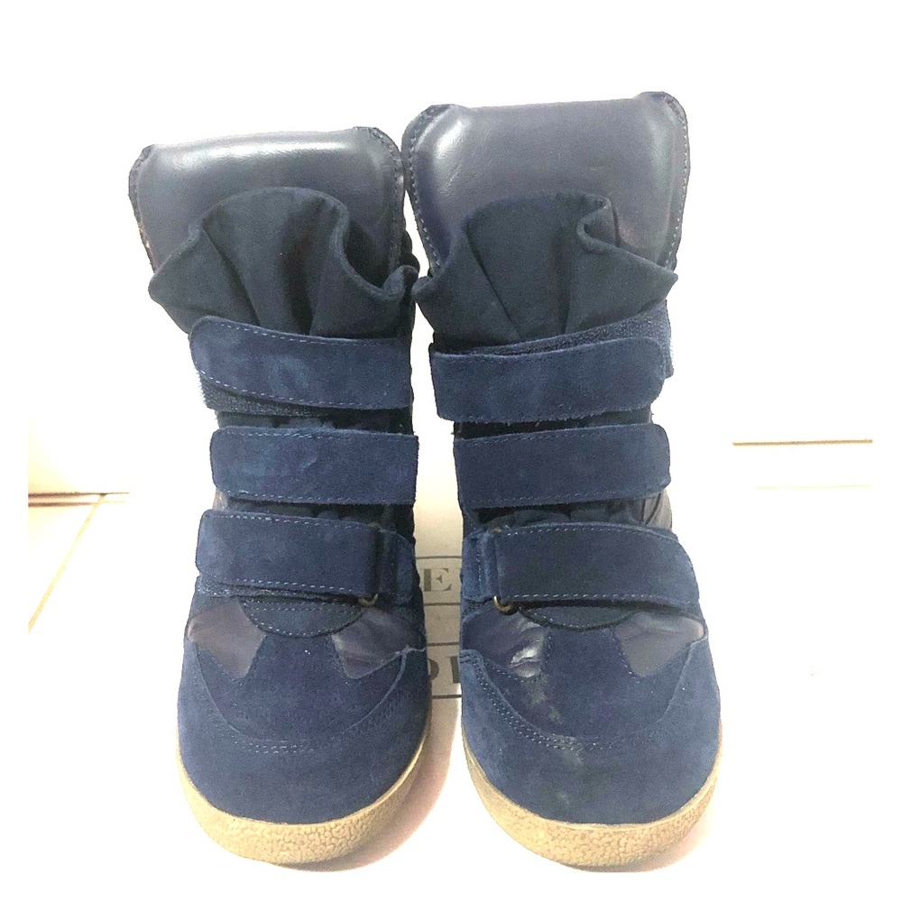 Navy suede ankle booties
